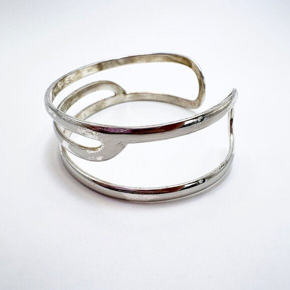 VTG Solid Sterling Silver 925 Abstract Open Cuff Bracelet Size 2.5" Length - Picture 3 of 10